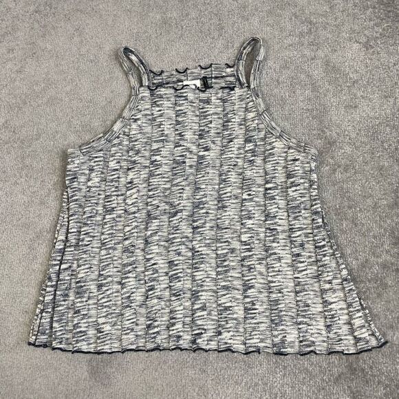 Anthropologie Akemi + Kin Women’s Small Navy Blue Grey Rib Knit Tank Top Blouse - Picture 1 of 5